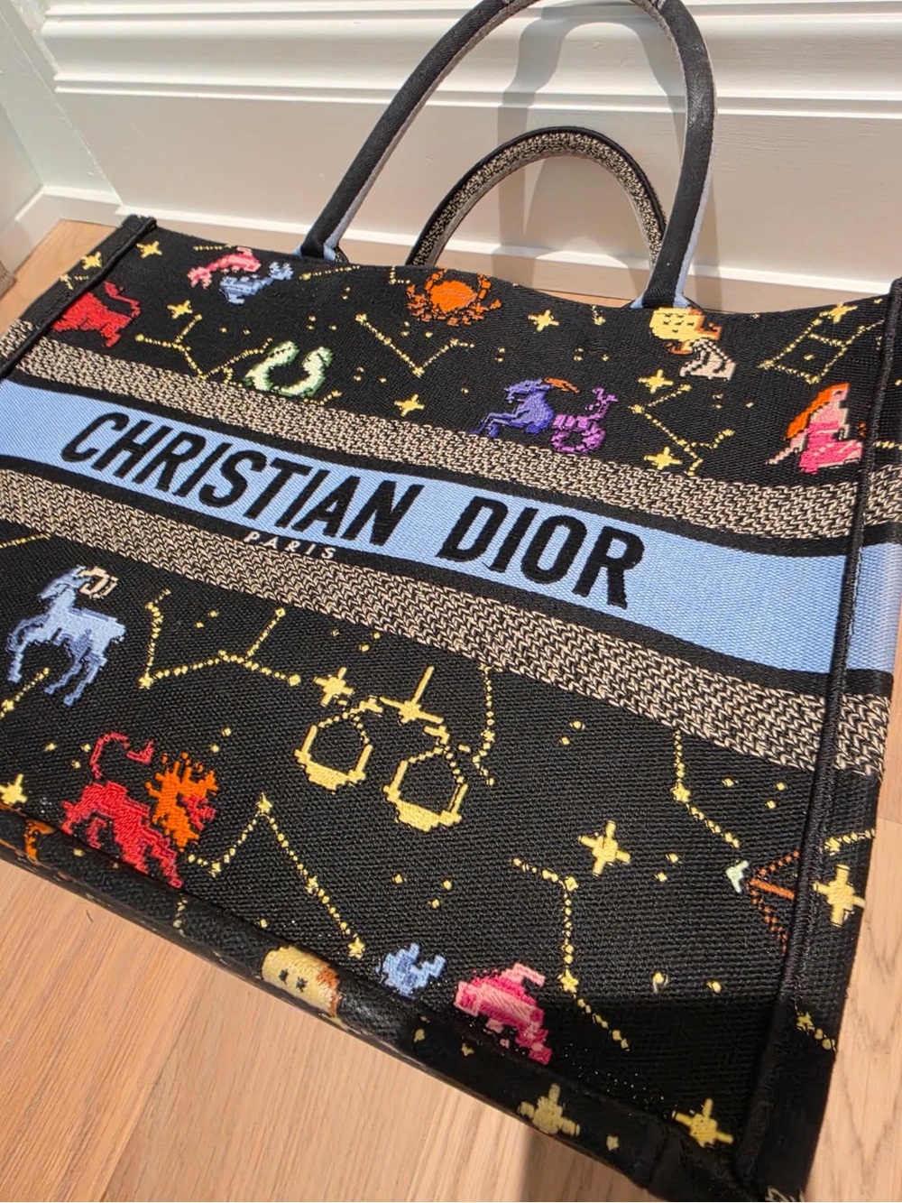 Dior Black Zodiac Embroidered Book Tote - Picture 5 of 12